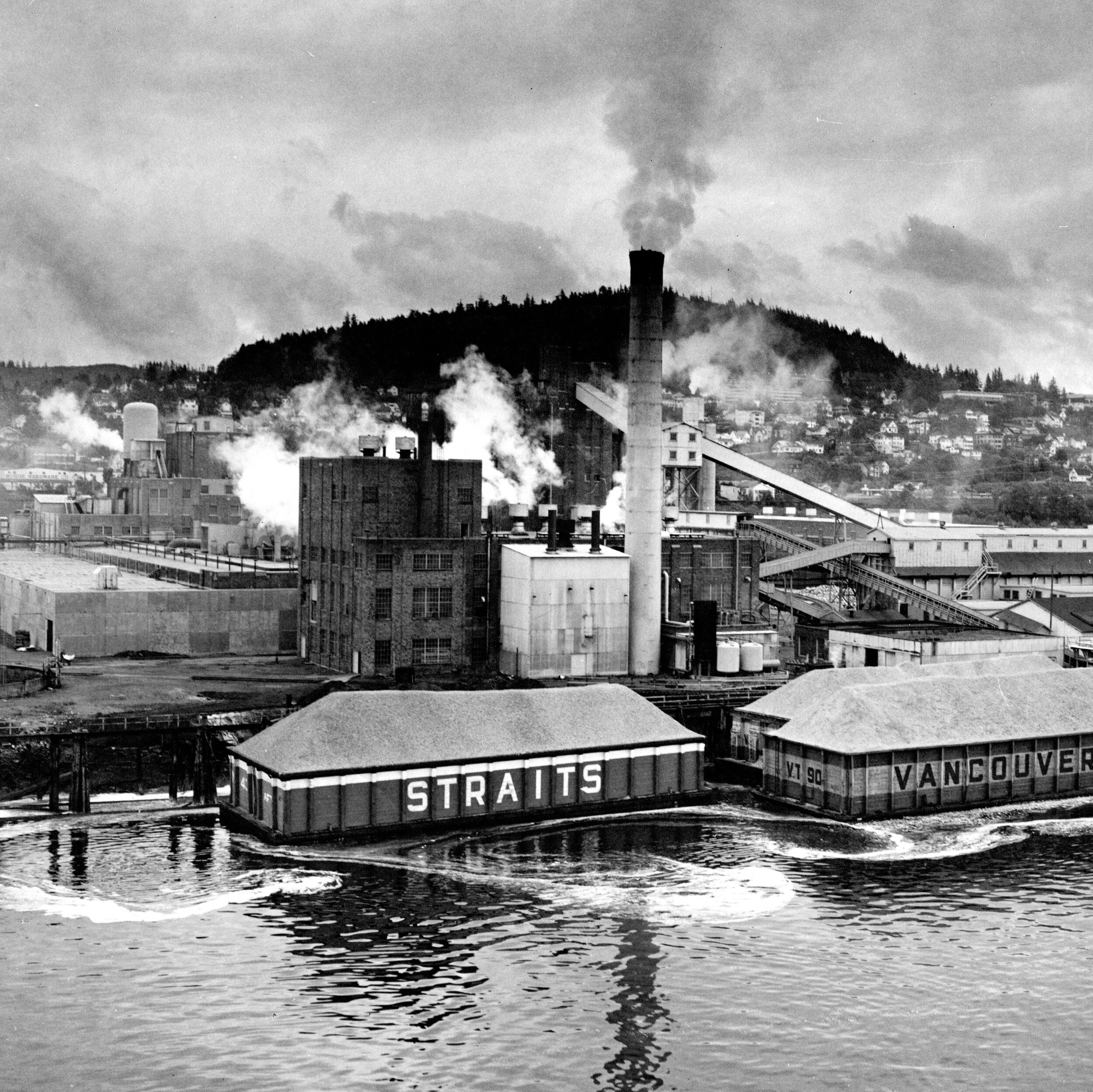 Vintage image of Georgia Pacific factory in Bellingham, WA