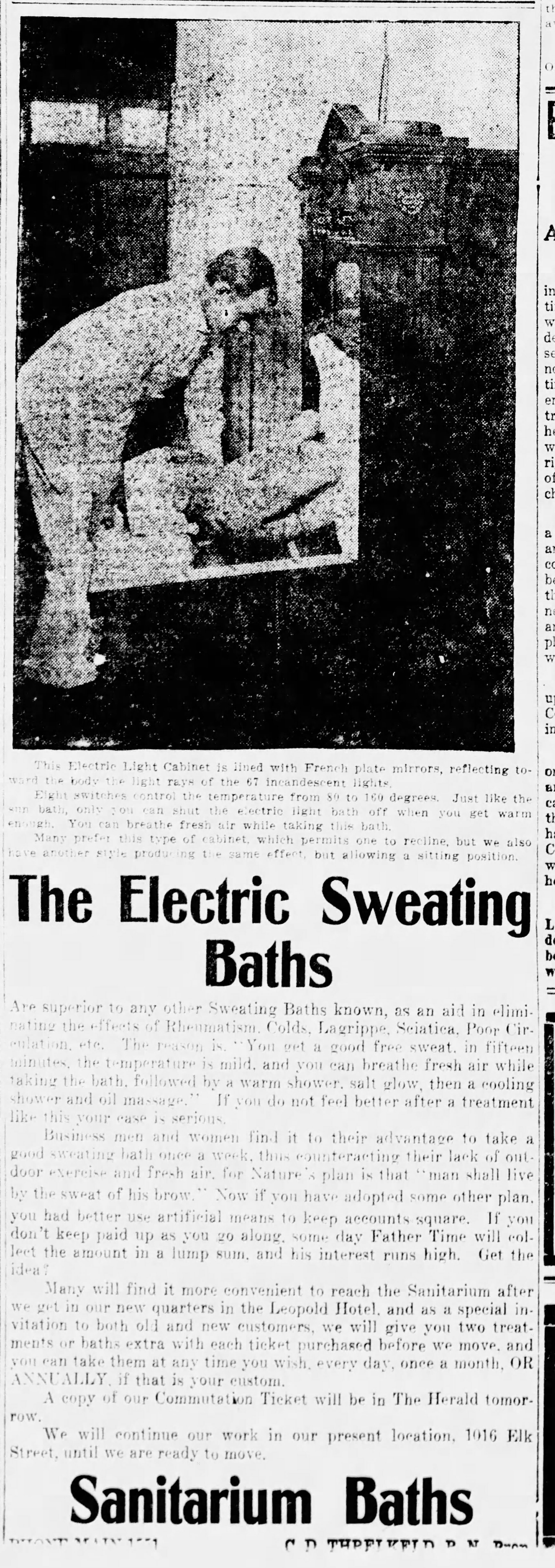 The Elctric Sweating Baths advertisement