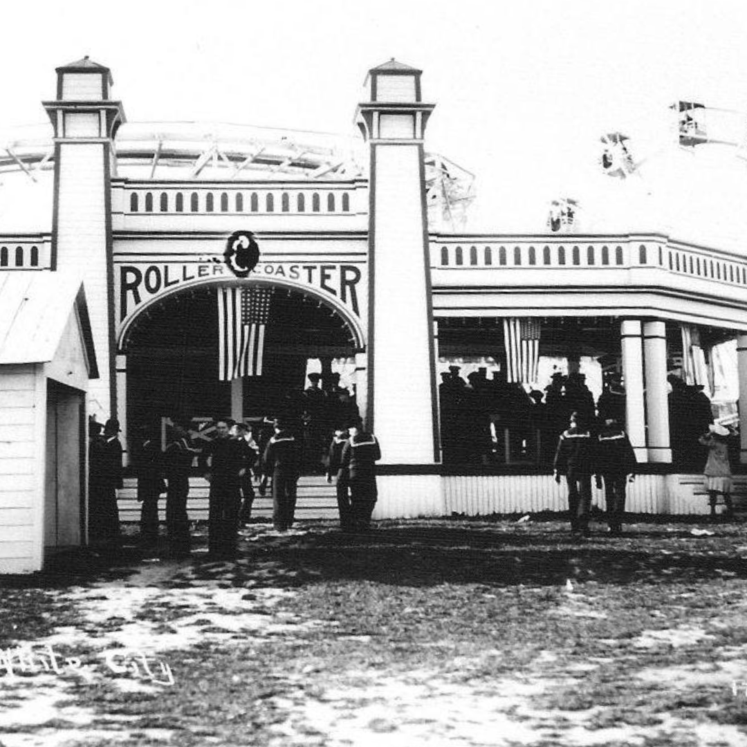 Sailors in front of Roller Coaster entrance