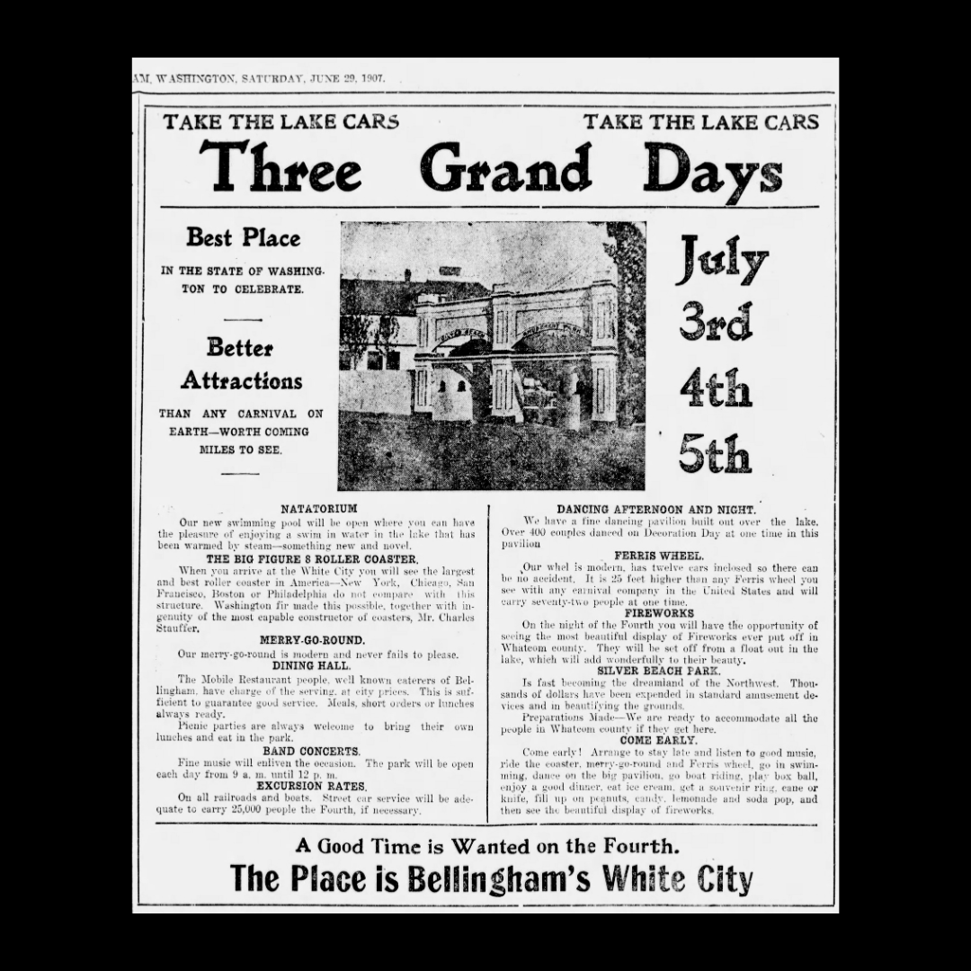 Ad from 1907: Three Grand Days July 3-5