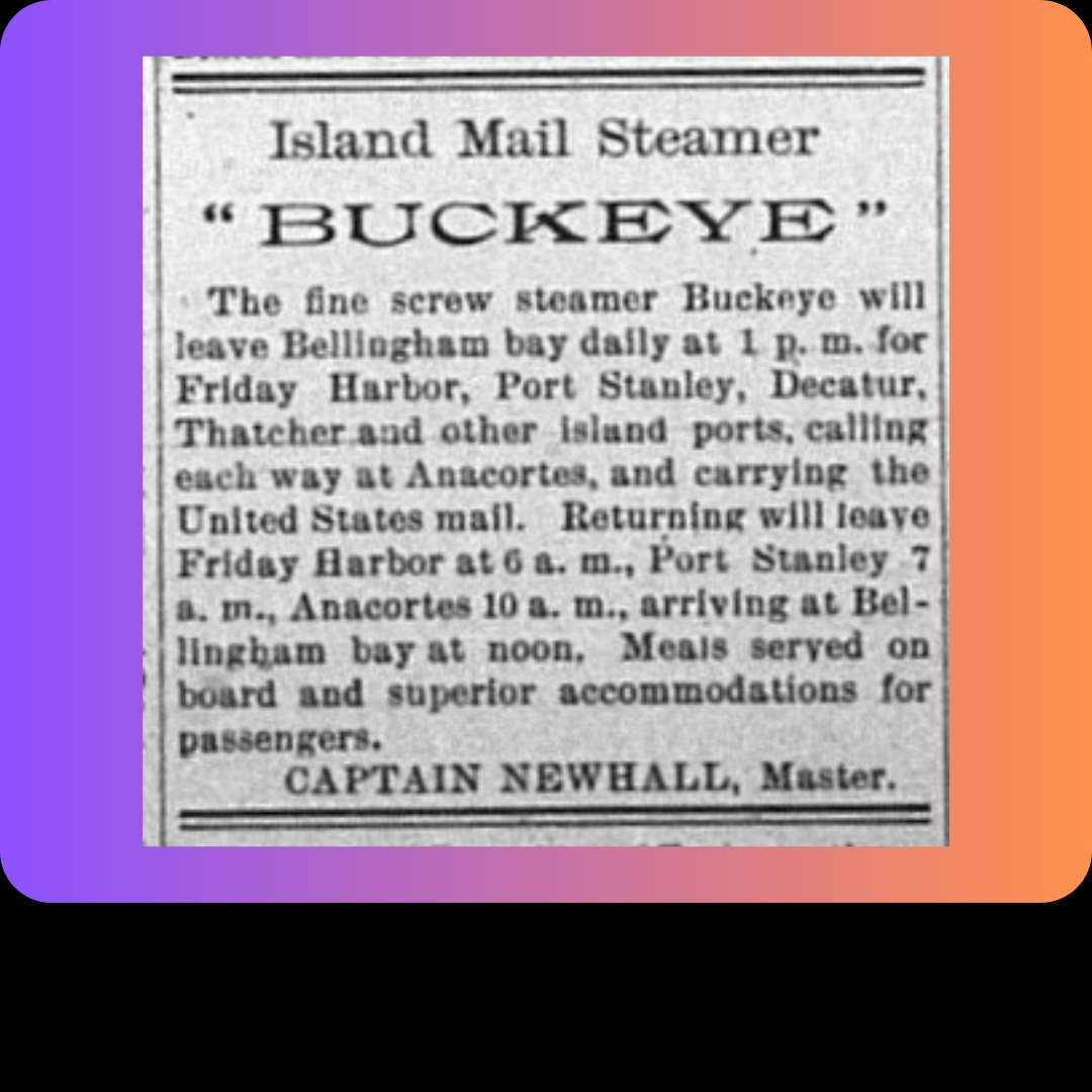Ad for Island Mail Steamer "Buckeye"