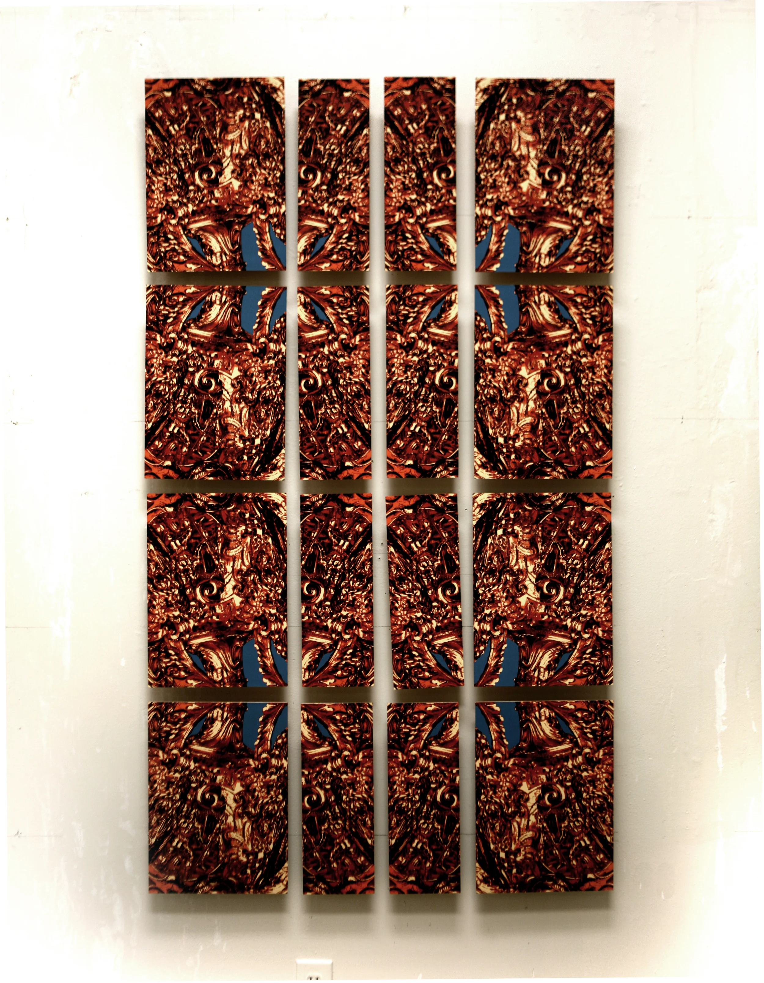 Untitled 2010 6 color screen prints on
paper mounted on wood 61 x 35 inches