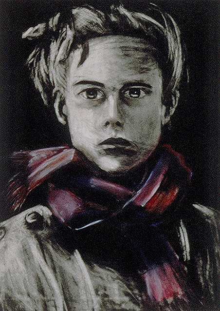 Self Portrait with Red Scarf