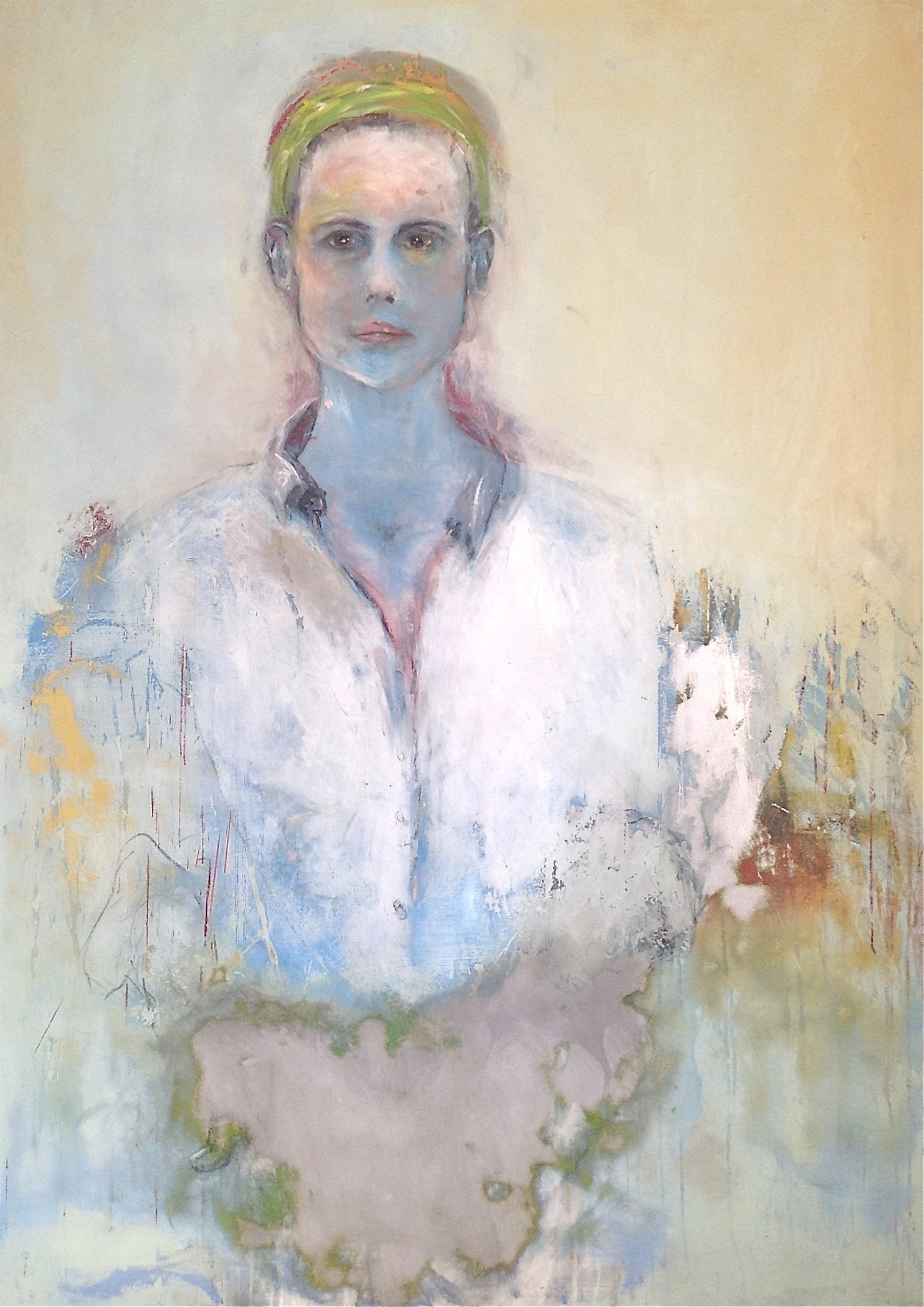  Self Portrait in Big Shirt  62” x 48”, oil on aluminum, 2016 
