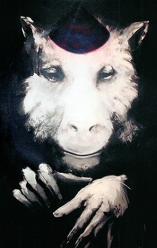 Monkey with Cap, 29 " x 42", monotype on paper