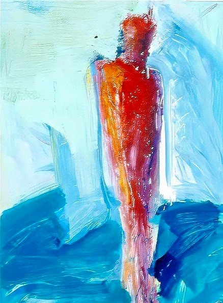 Red Nude on Blue