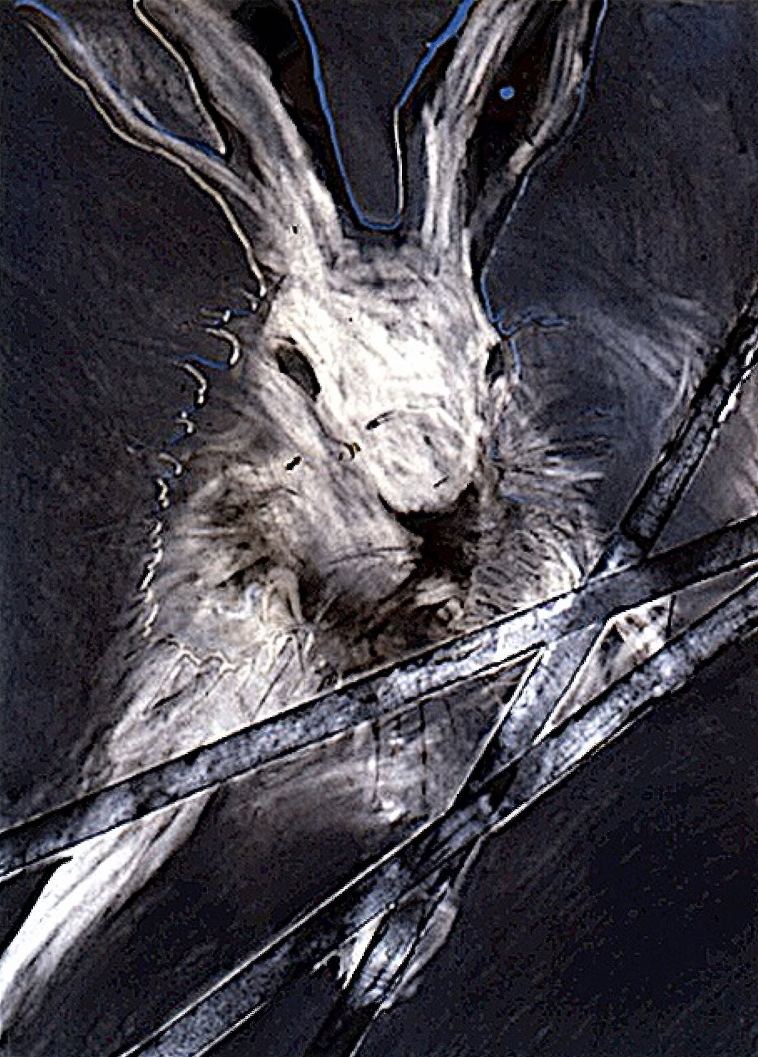 Rabbit #10, 22” x 30”, pastel with tape and resin 
