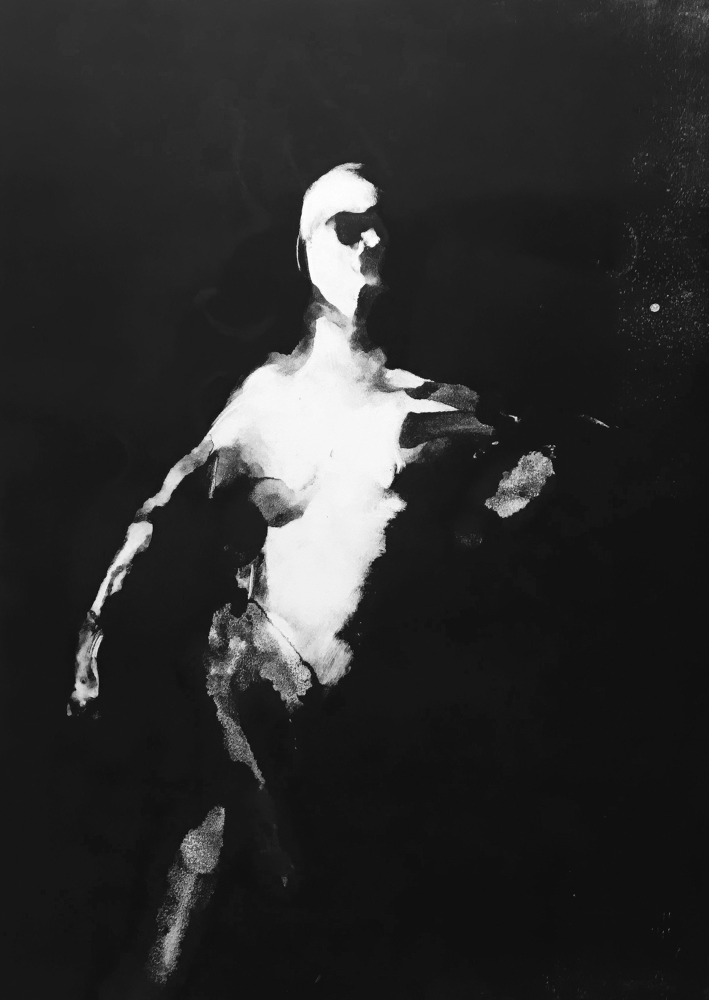  Running Nude, 40” x 25”, monotype on paper 