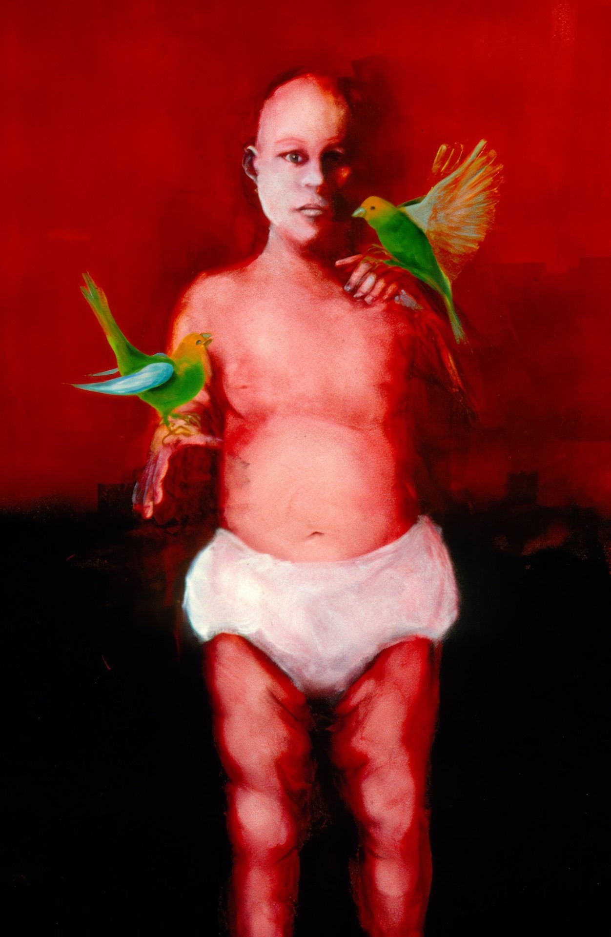 Baby with Birds, 56" x 41", oil on paper