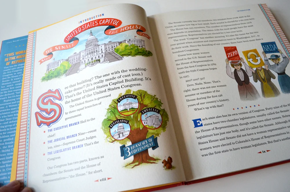An inside spread with a few of the 50 spots I illustrated!