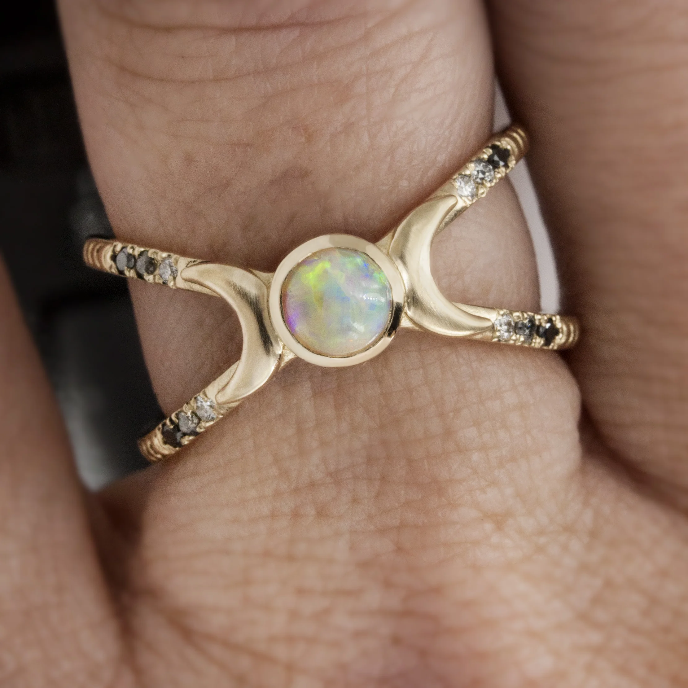 triple moon engagement ring