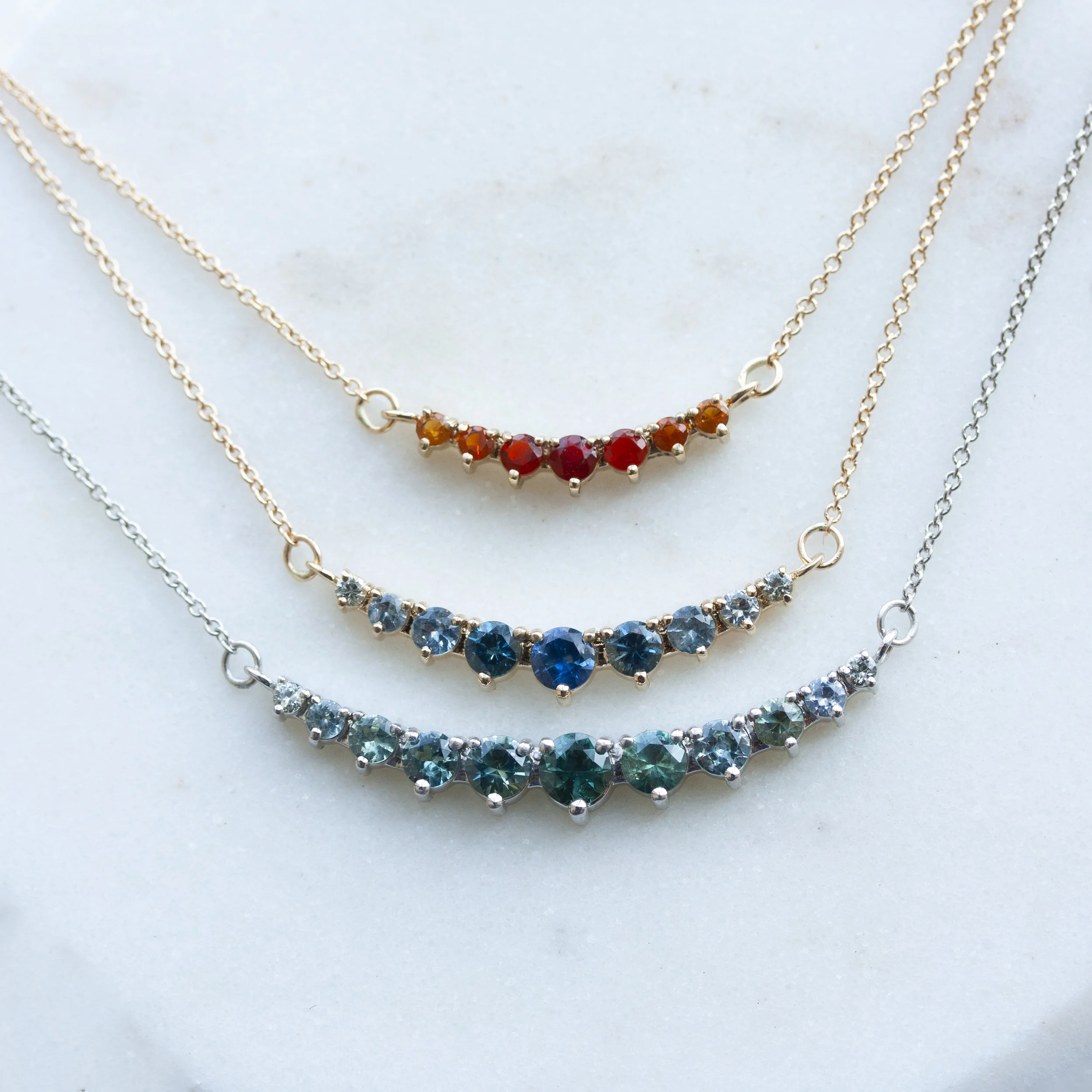 Green Sapphire Ombre Necklace — Emily 