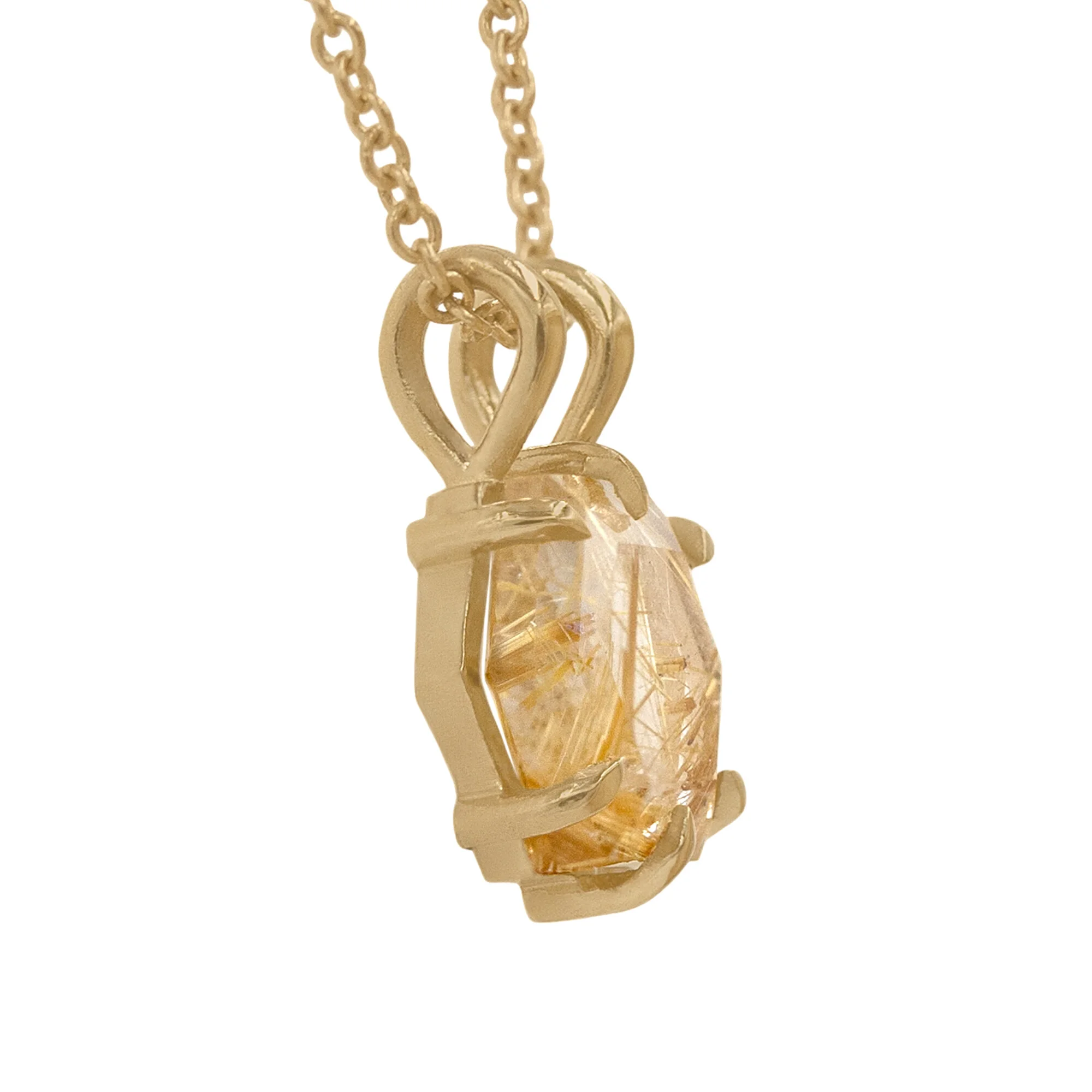 Rutilated Quartz Hex Necklace in 14kt 