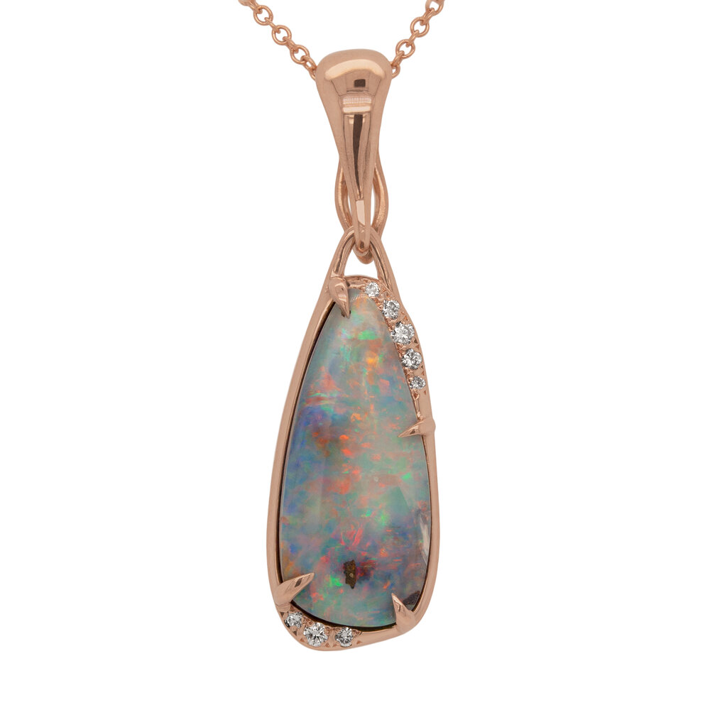 Rose Gold Opal Necklace 