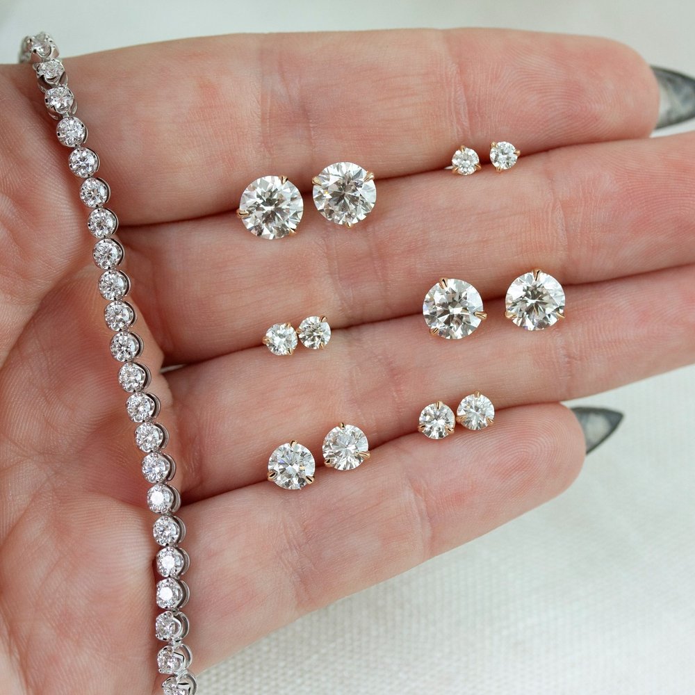 7mm Lab Grown Diamond Martini Studs 2.60ctw — Emily Chelsea Jewelry