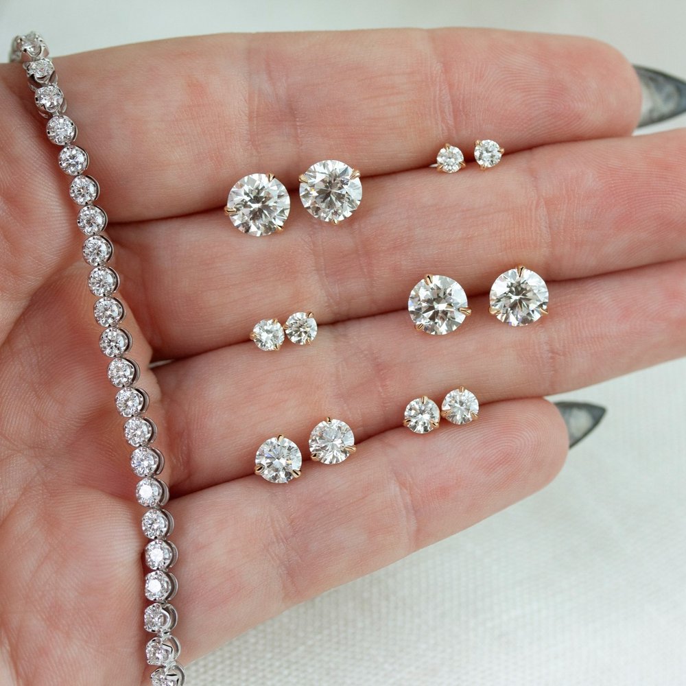 6.5mm Lab Grown Diamond Martini Studs 2.0ctw — Emily Chelsea Jewelry
