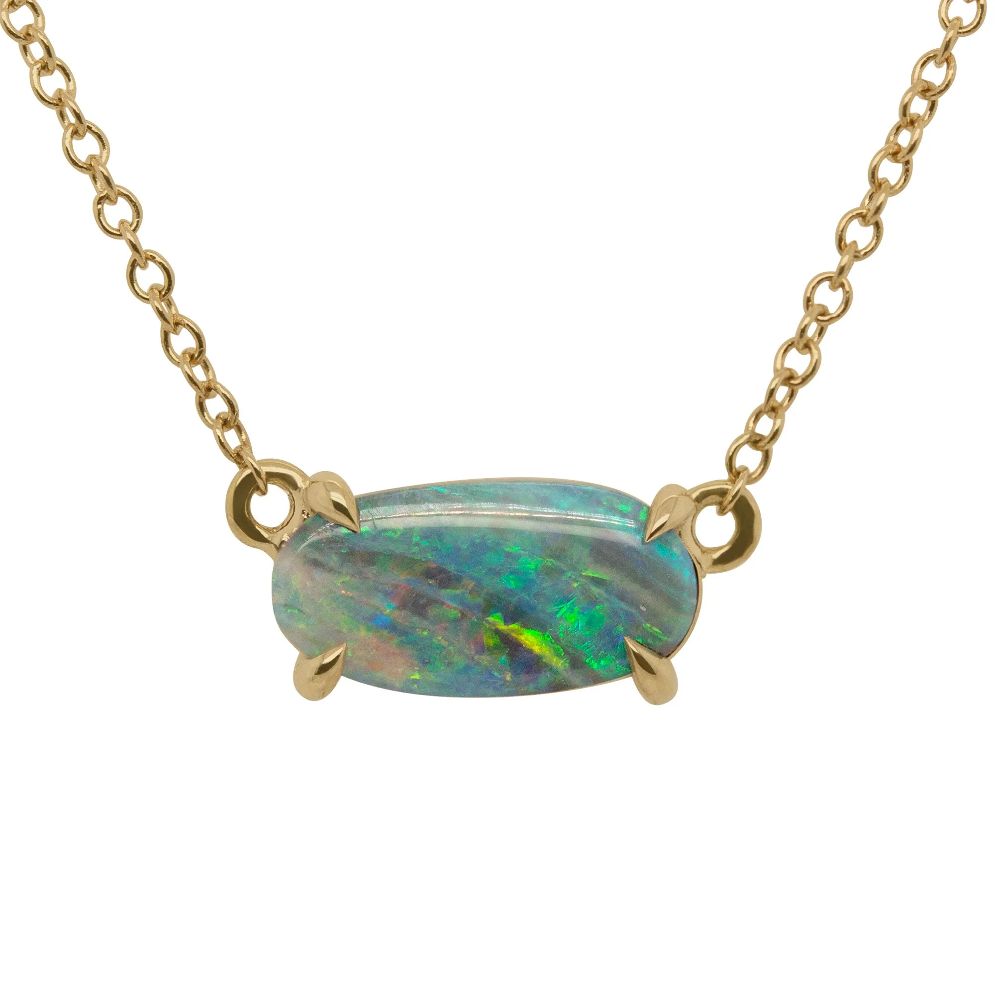 READY TO SHIP 1.46ct Stationed Opal Solitaire in 14kt Yellow Gold