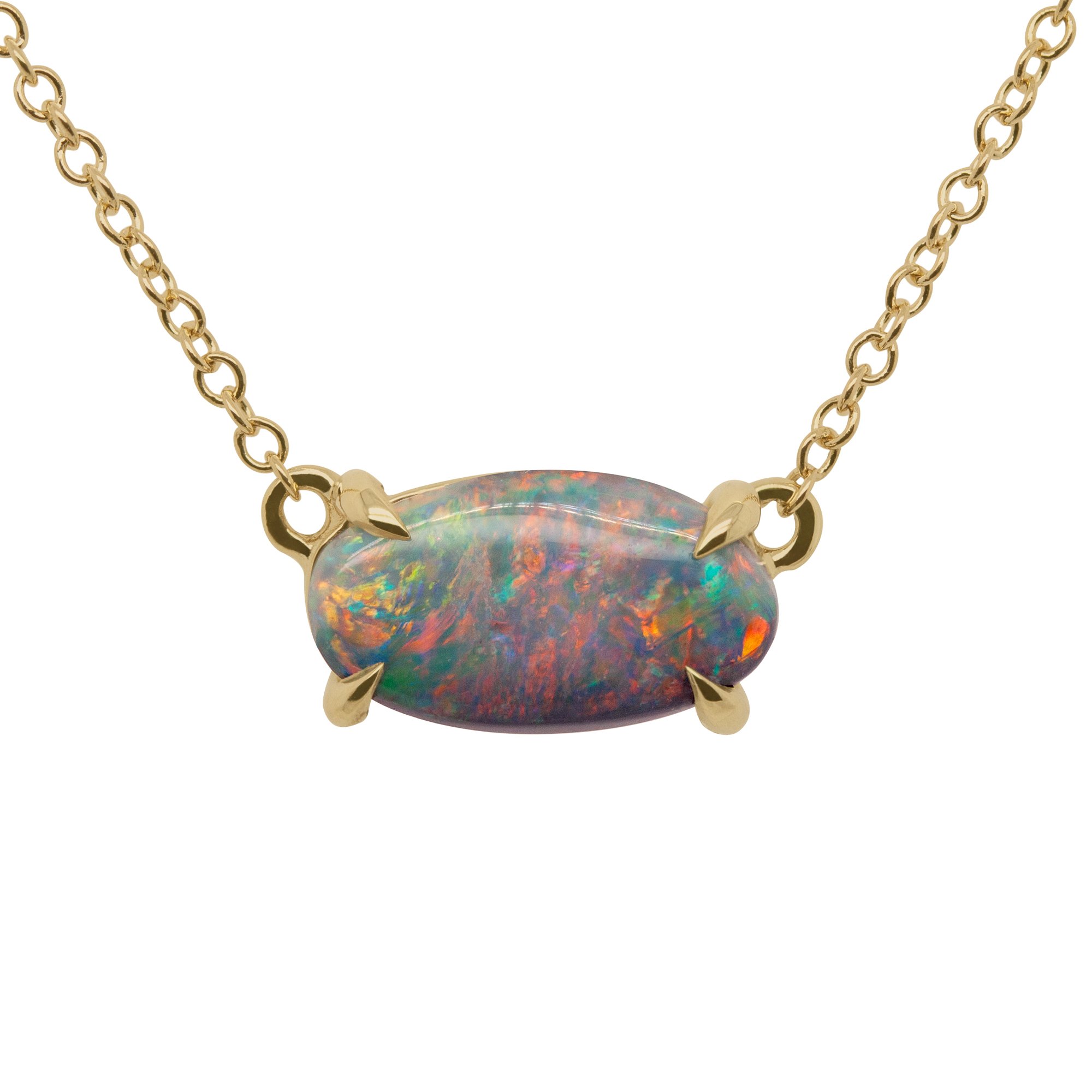 READY TO SHIP 1.60ct Stationed Opal Solitaire in 14kt Yellow Gold