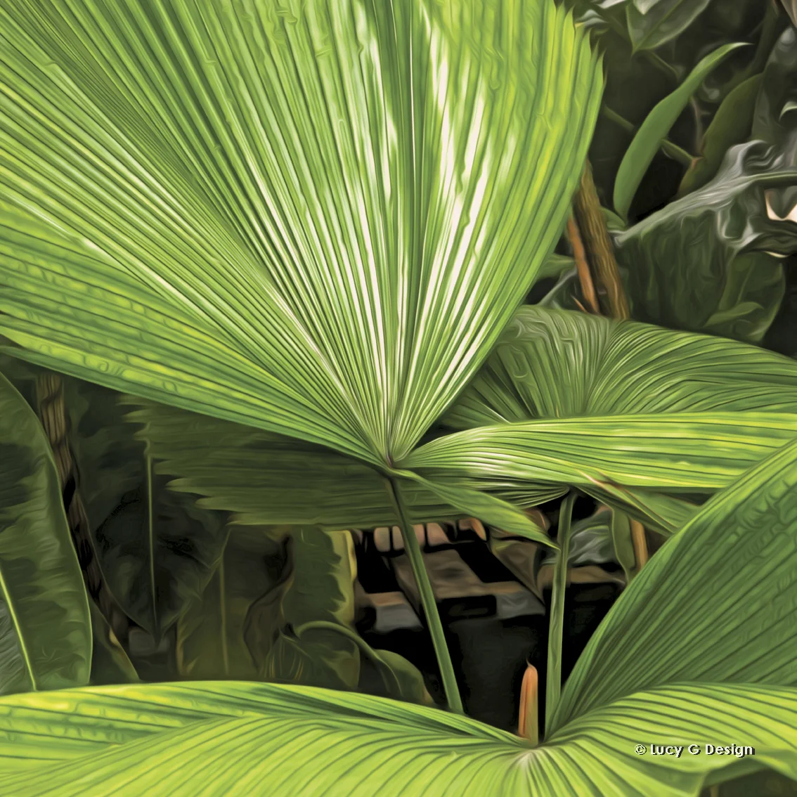 'Palm paradise' 51x51cm glass wall art