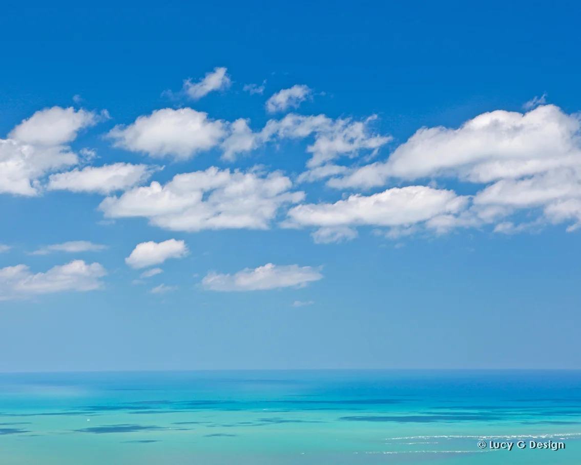'Clouds & water' 60x75cm glass wall art