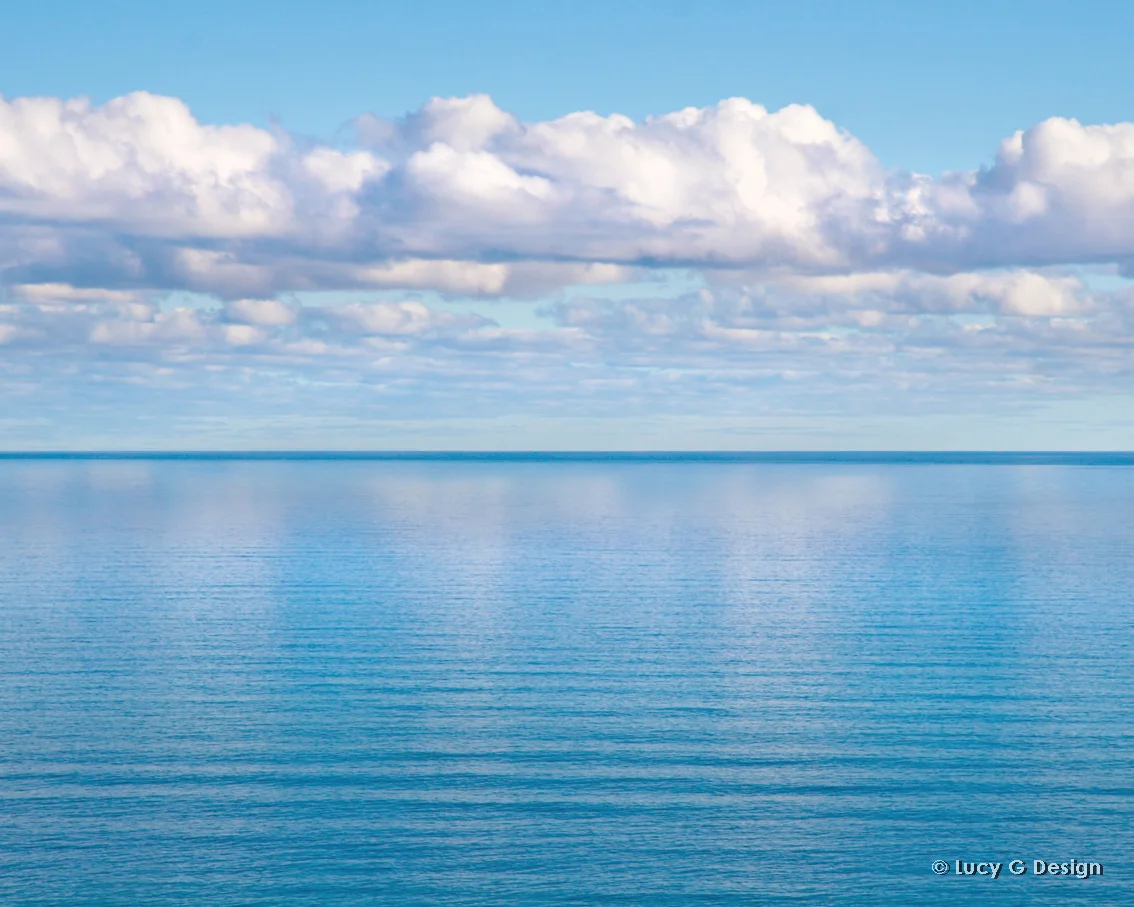 'Clouds & sea' 60x75cm glass wall art