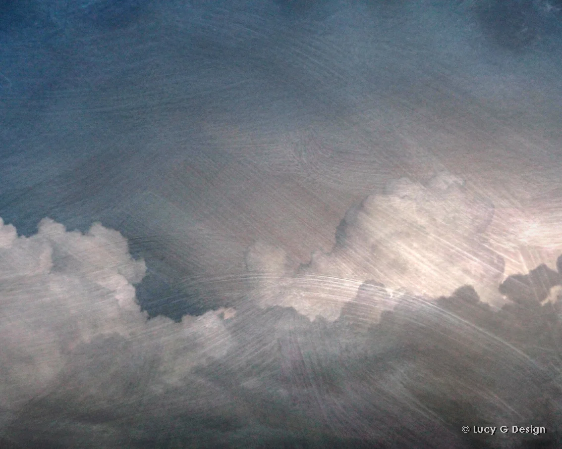'Clouds with overlay' 60x75cm glass wall art