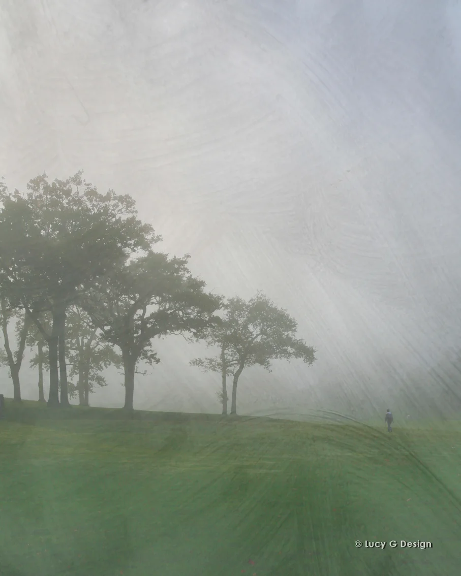 'Misty trees' with overlay, 60x75cm glass wall art