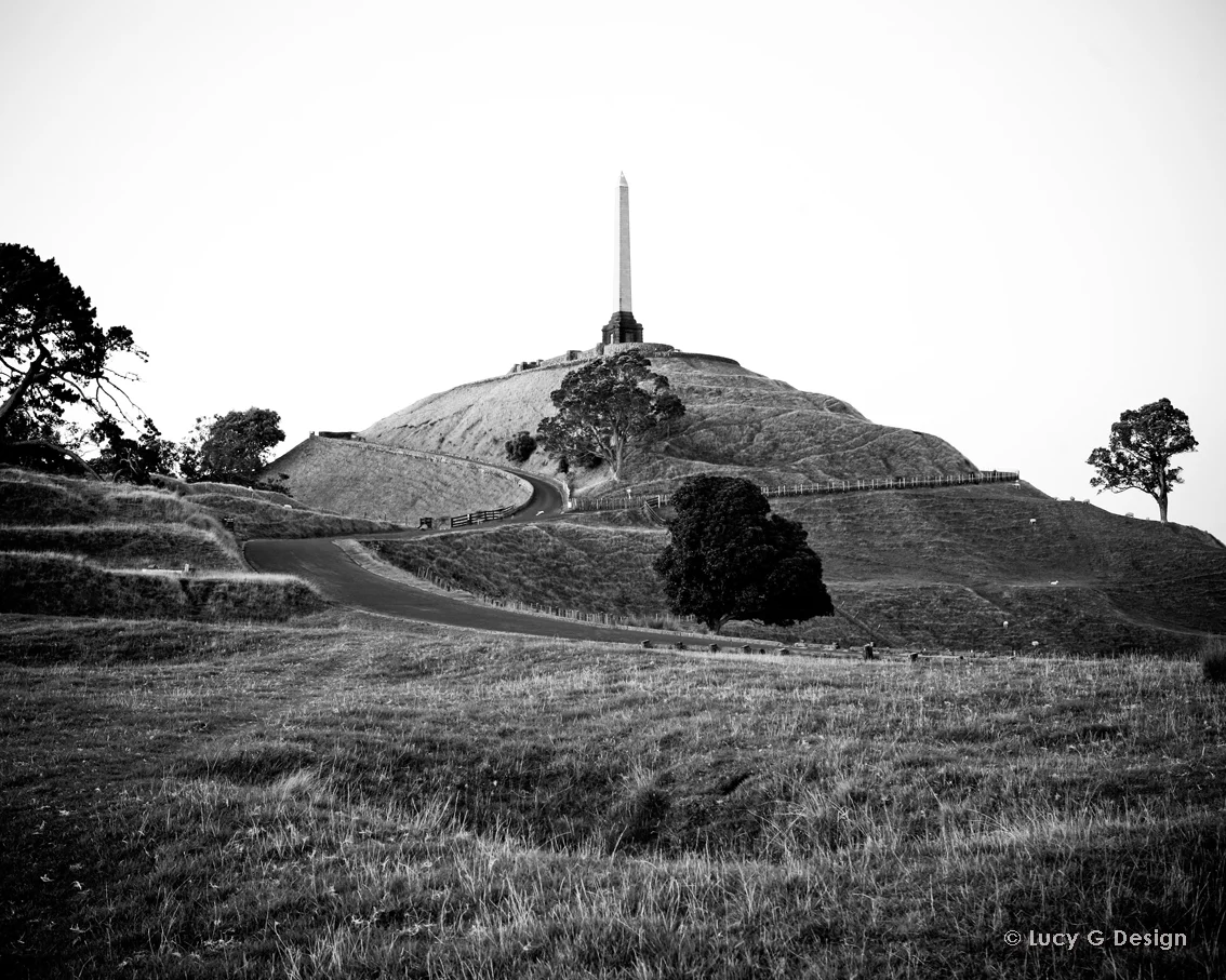 'One Tree Hill' b/w 60x75cm glass wall art