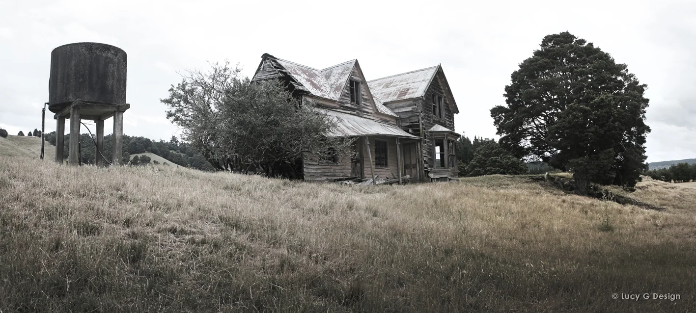 'Haunted house' 51x102cm glass wall art