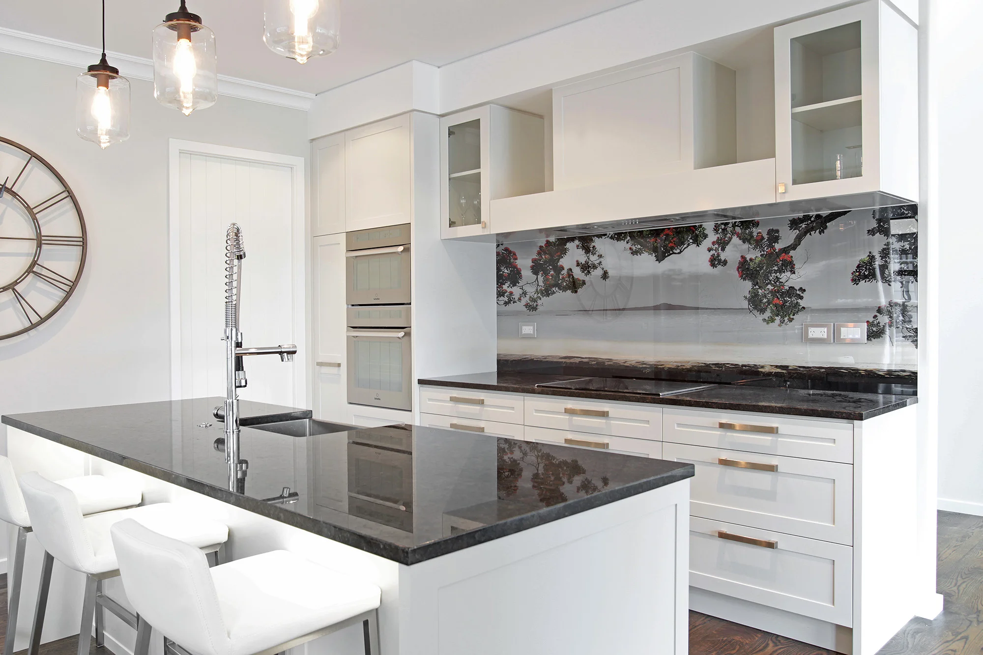 Kohi paradise rangitoto printed image on glass kitchen splashback