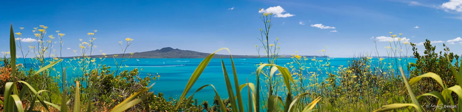 'Orakei Vista' printed image on glass splashback by Lucy G