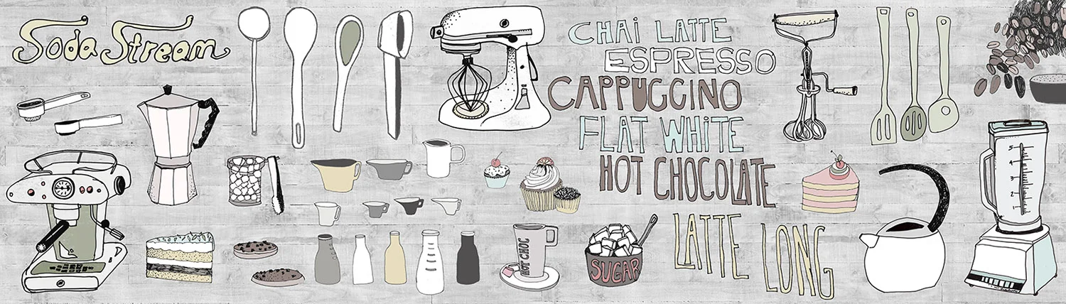 Hand Drawn Kitchen splashback design