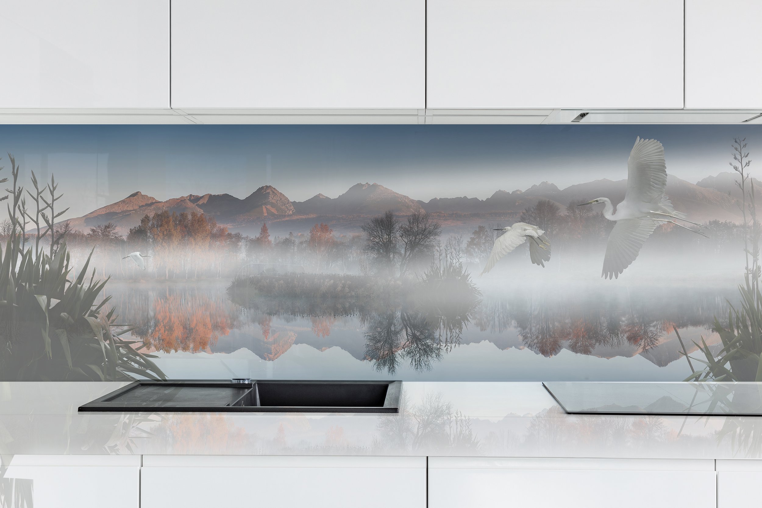 Printed 'images on glass' kitchen splashbacks and glass wall art by Lucy G