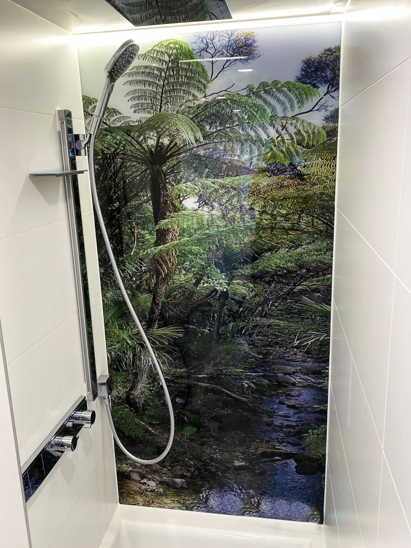 Punga bush printed glass shower splashback