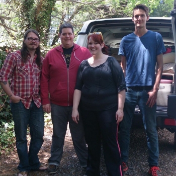  L to R Dakota, John, Anna, and Julian: Heading to MerleFest 2014!