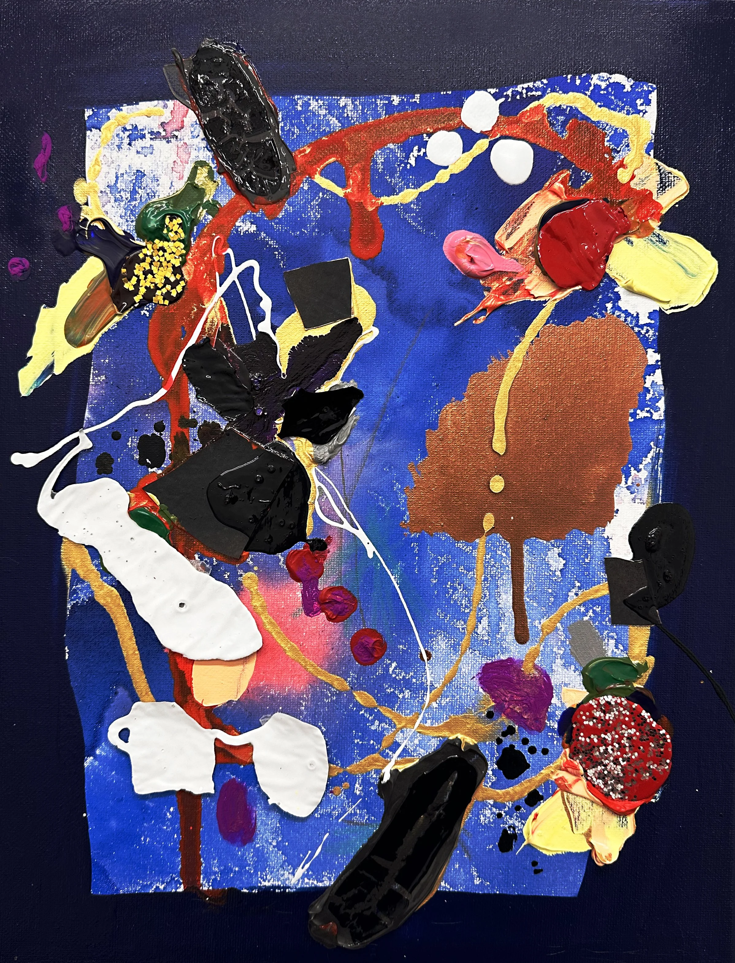 "Memories", acrylic and glitter on canvas, 12x16in, 2024