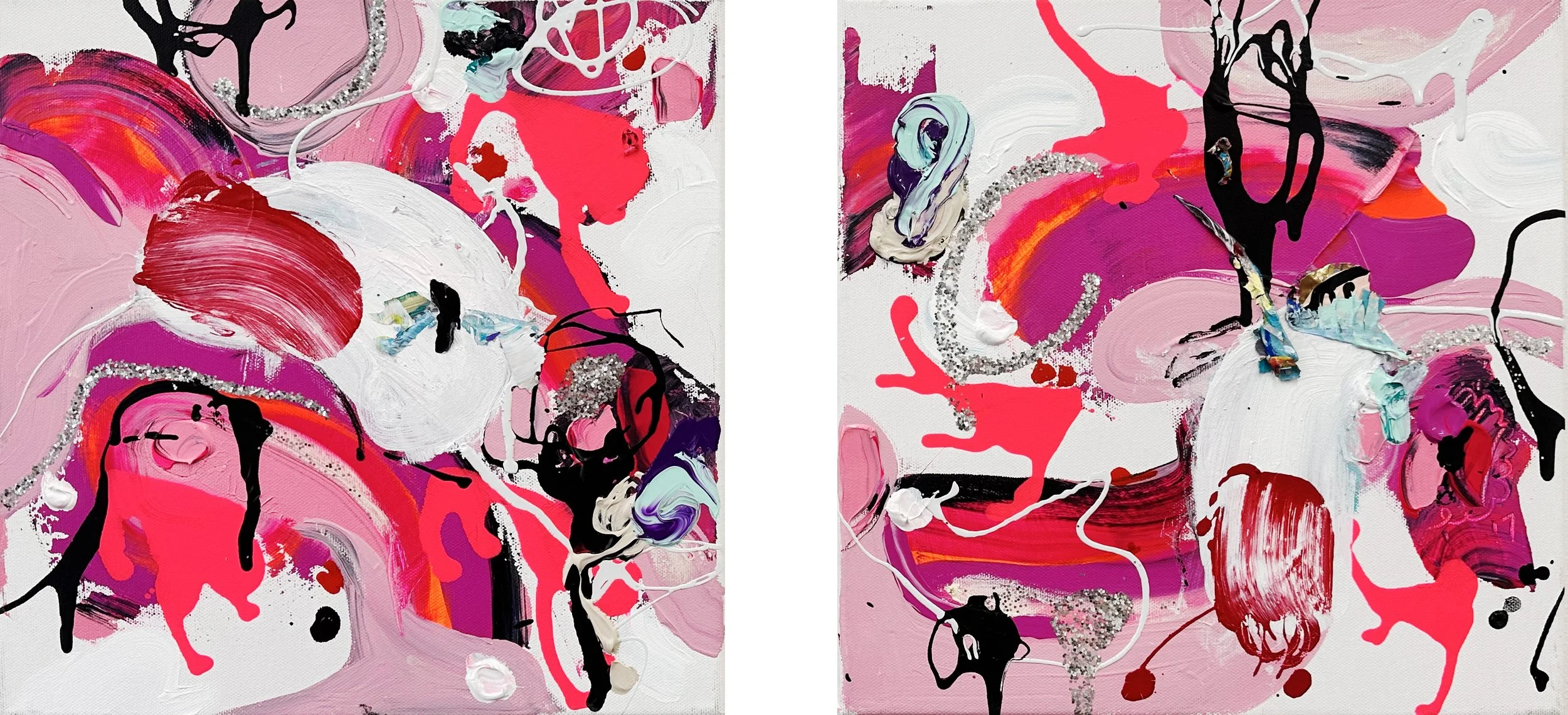 BEST EVER  |  mixed media on canvas, diptych, 12x12 in each, 2021
