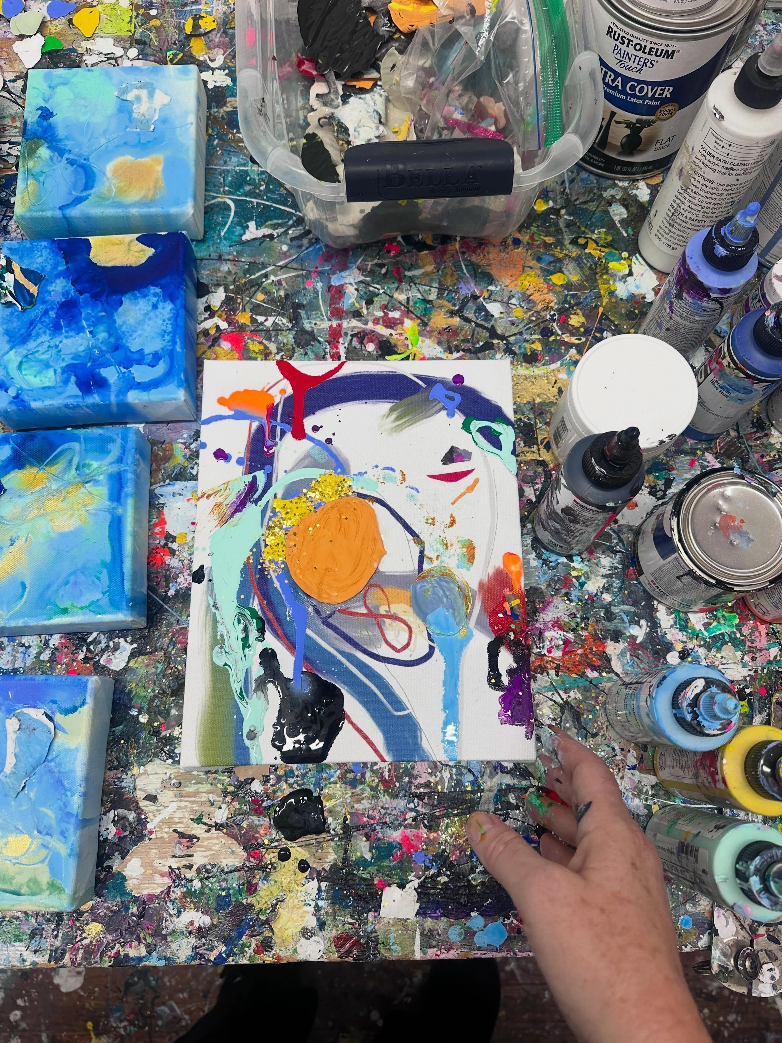 Hybrid work in progres. so excited about this physical/digital combo series i&rsquo;ve been working on. This is the the fifth piece in progress.