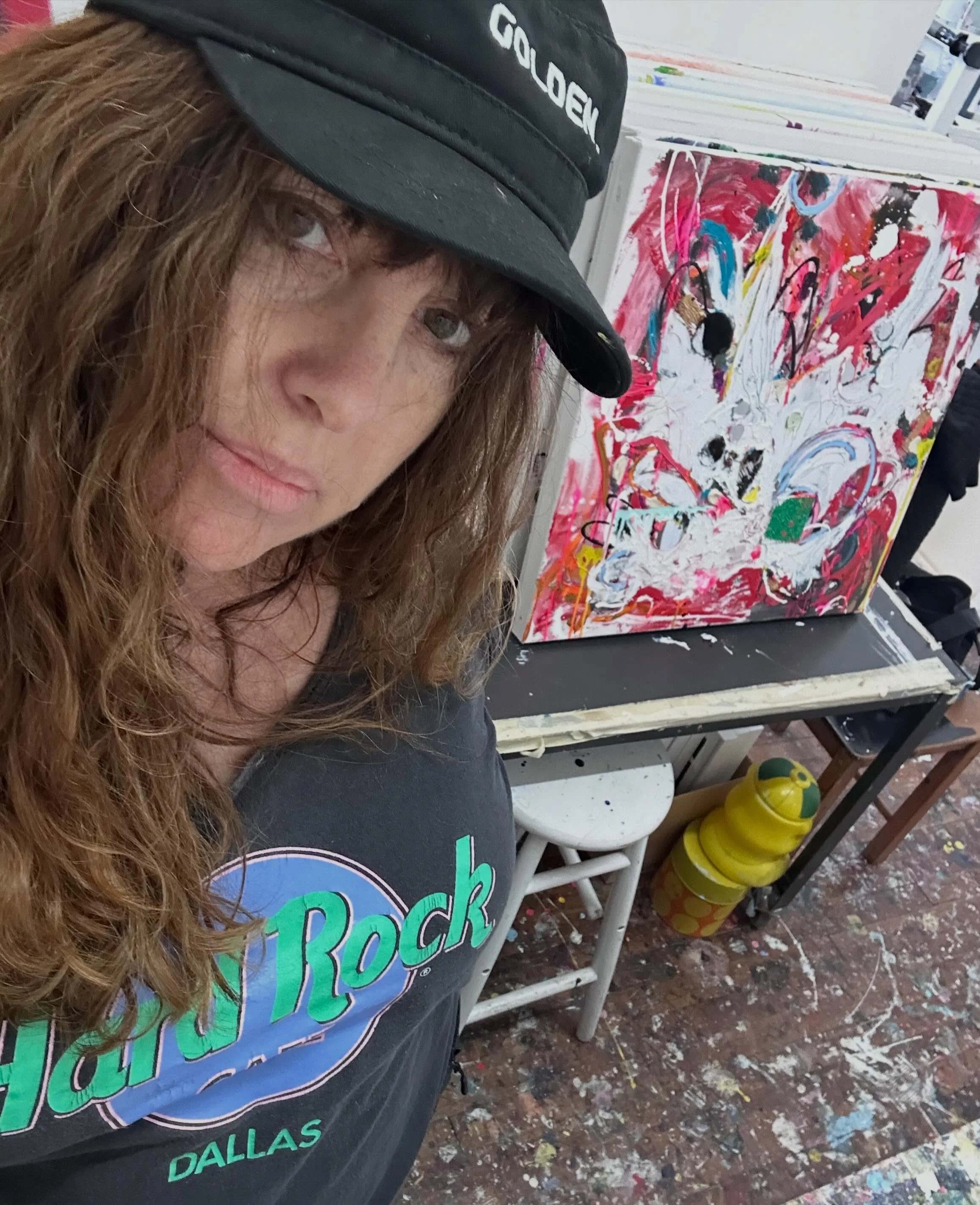 come see one of my new works, &ldquo;Selfie/Redacted&rdquo;, and much more during this open studios/full moon in Sagittarius/Gemini season combo weekend ⭐️✨💫 address in bio. See you in the studio
