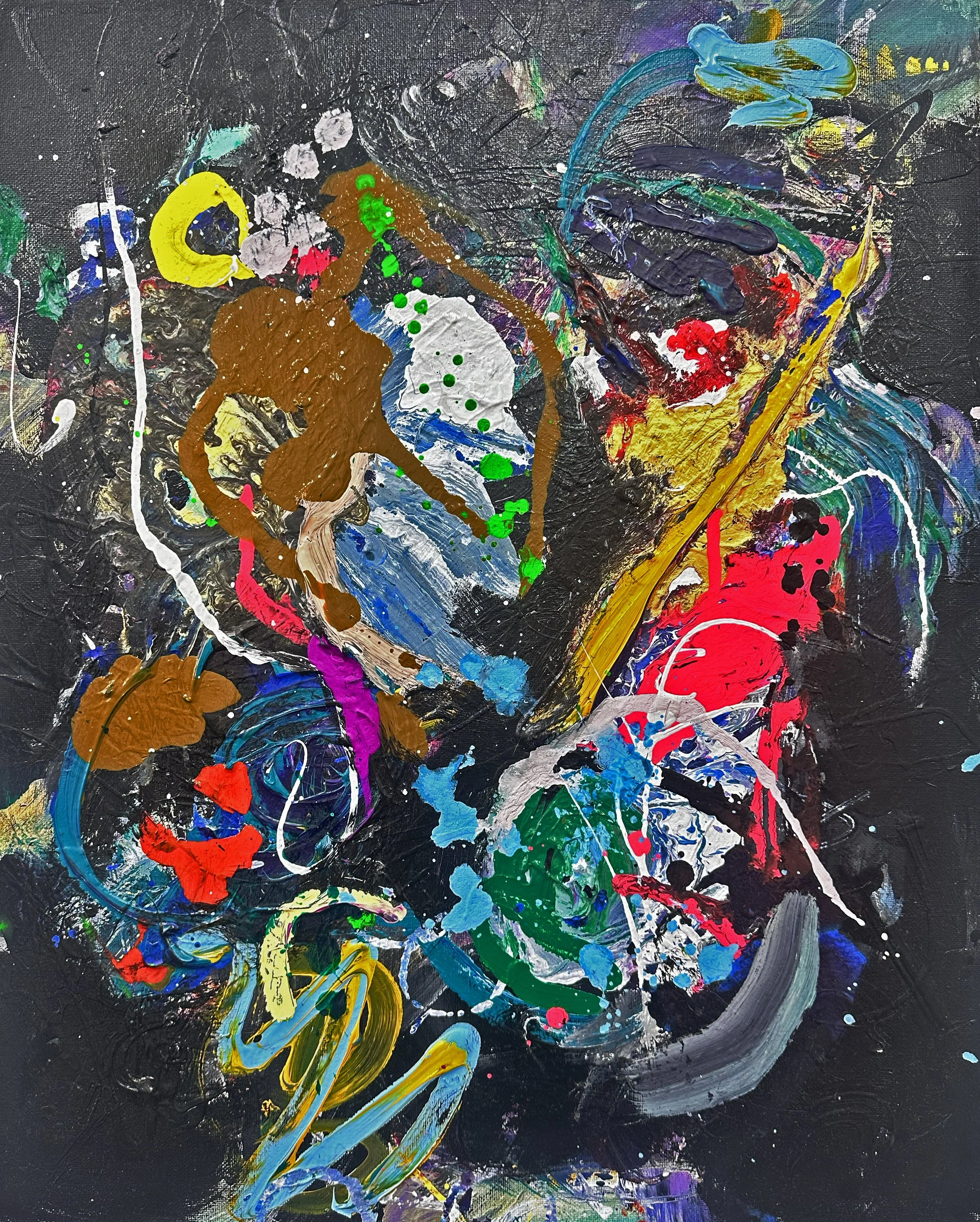 "Quest", acrylic and mixed media on canvas, 16x20 inches, 2025