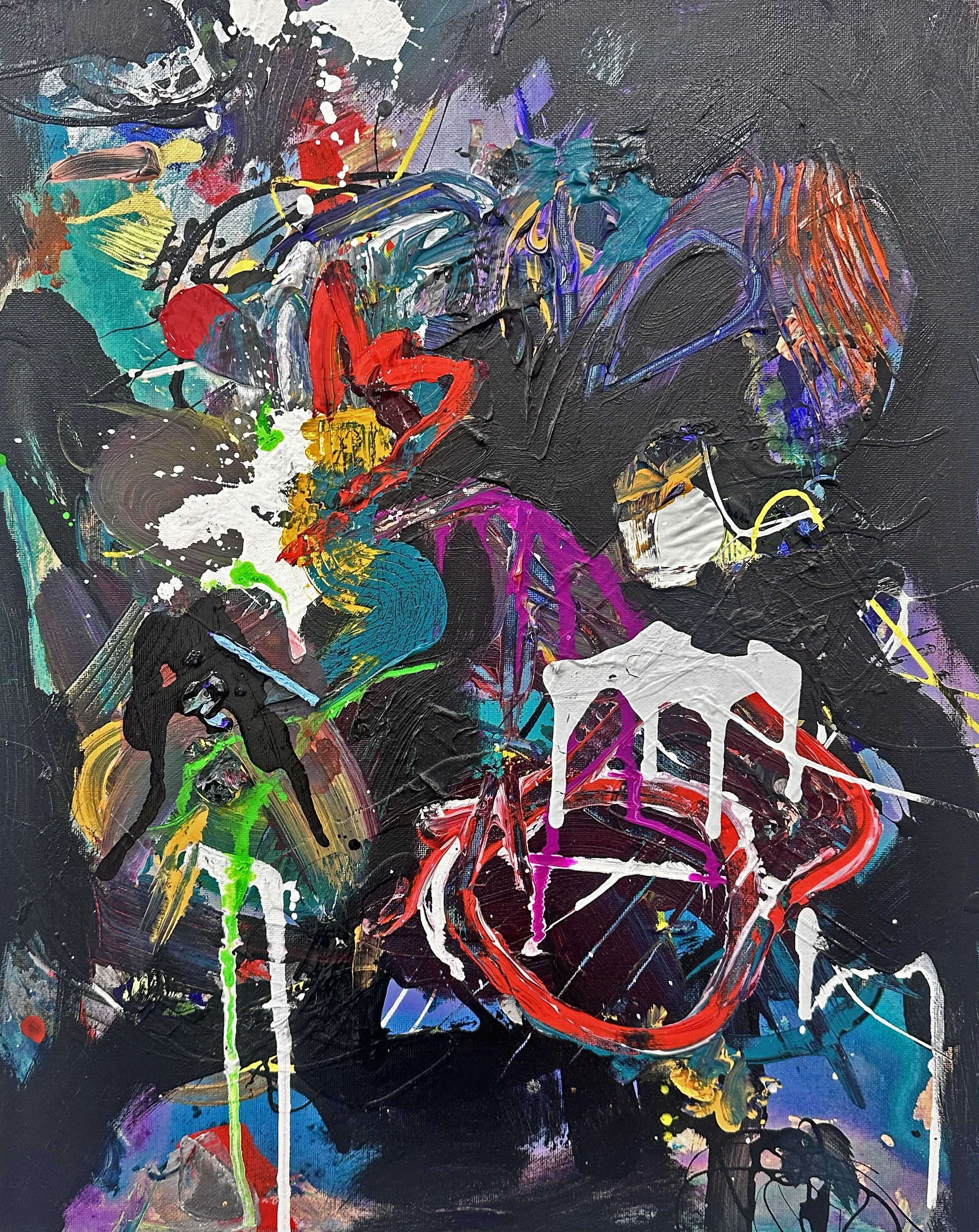 "Queen", acrylic and mixed media on canvas, 16x20 inches, 2025