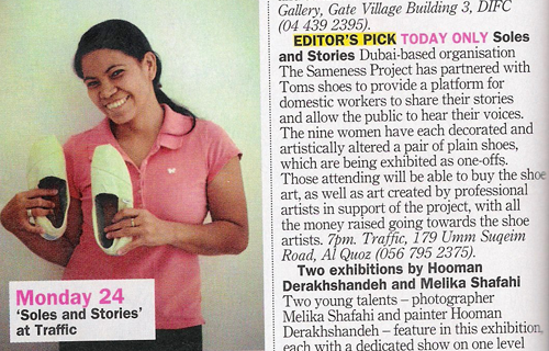 TimeOut Dubai "Editors Pick: Soles & Stories" - September 19, 2012