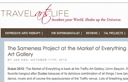 TravelArtsLife Blog "The Sameness Project at the Market of Everything Art Gallery" - October 11, 2012