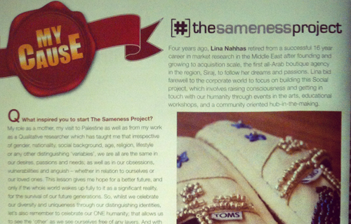 NewYou Magazine "My Cause: the [sameness] project" - November 21, 2012