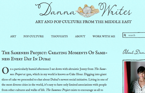Danna Writes "Creating Moments of Sameness Every Day In Dubai" - 10 October, 2013