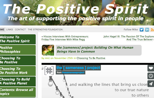 The Positive Spirit "Building on what human beings have in common" - 25 November, 2013