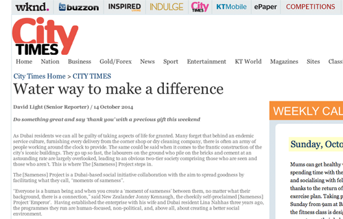 Khaleej Times "Water way to make a difference" - 14 October, 2014