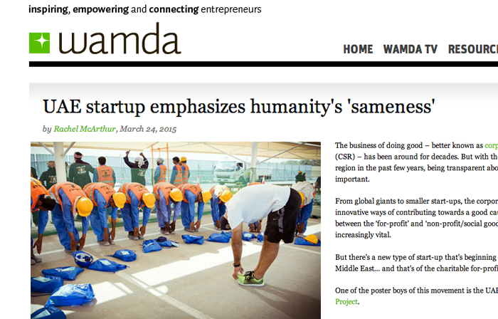 Wamda "UAE startup emphasizes humanity's 'sameness" - 24 March, 2015
