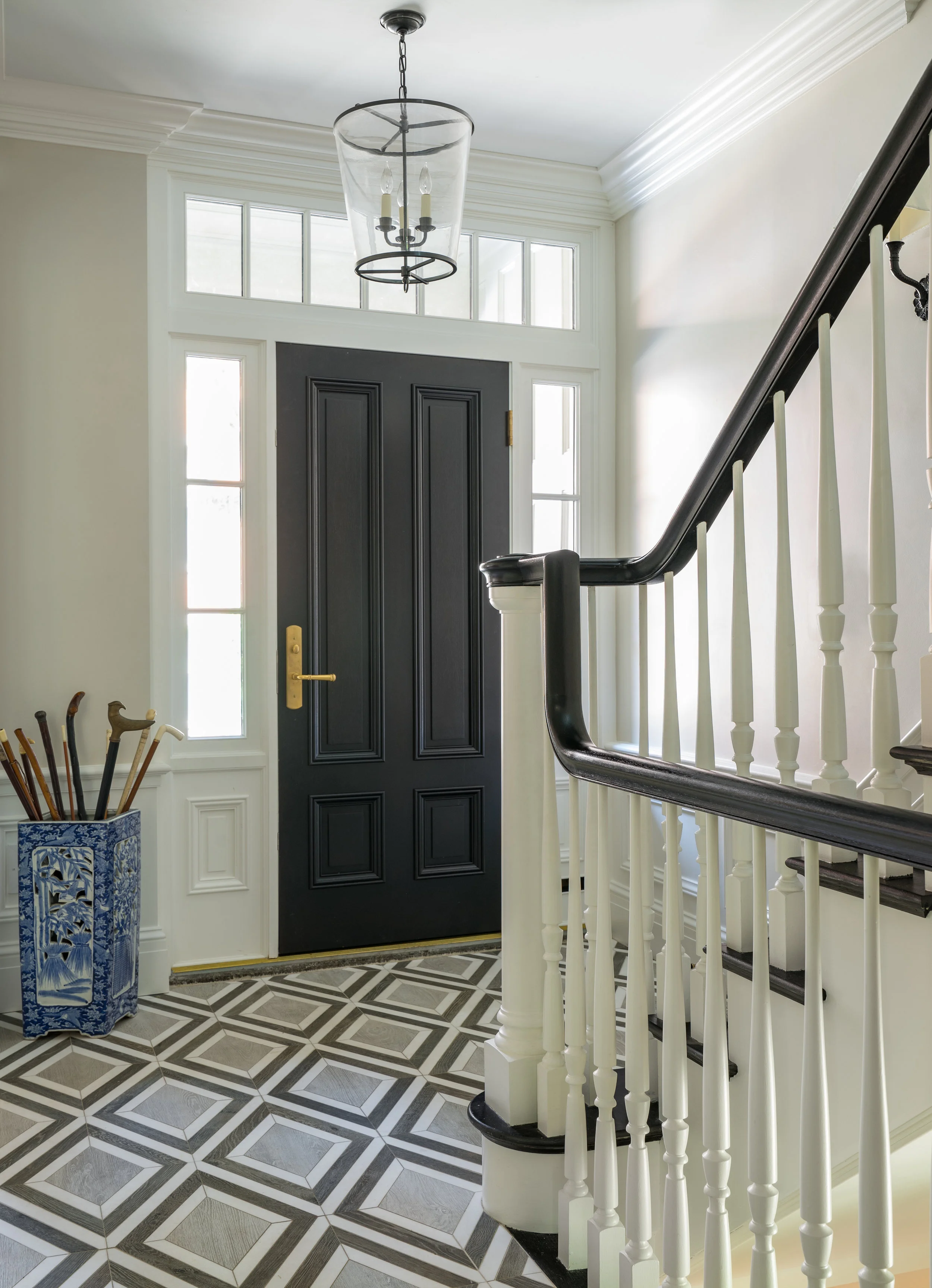 Tile by Walker Zanger . Lantern by Vaughan .