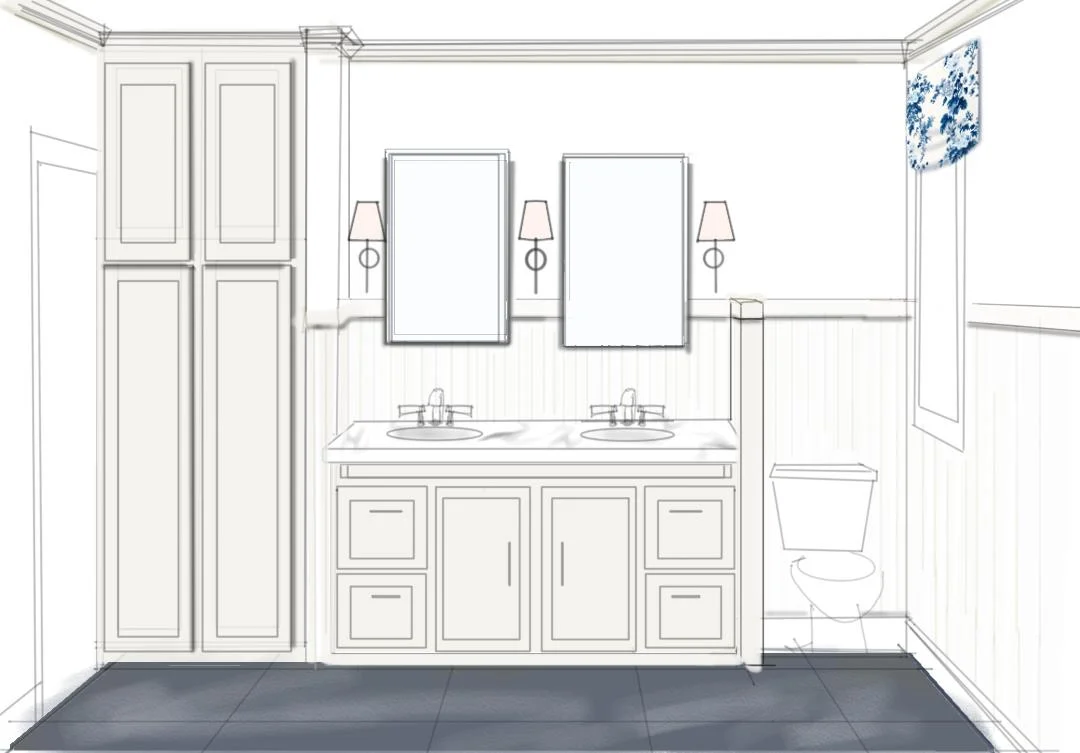 Example of a very sketchy rendering from an Interior Designer (by Bee’s Knees Interior Design).